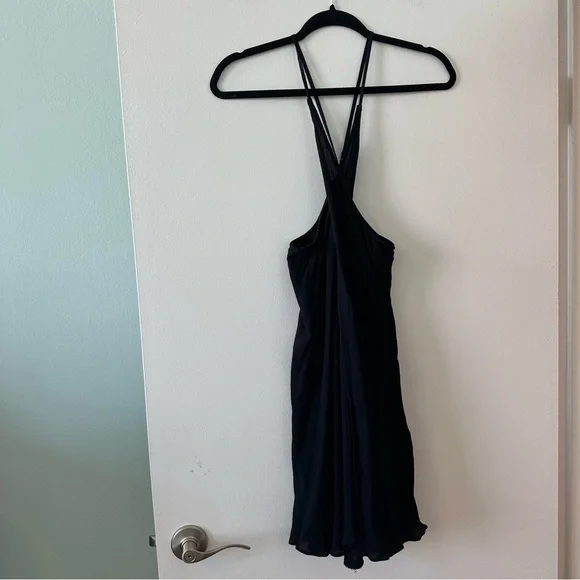 Free People twist front Black Halter mini Dress - Picture 2 of 5